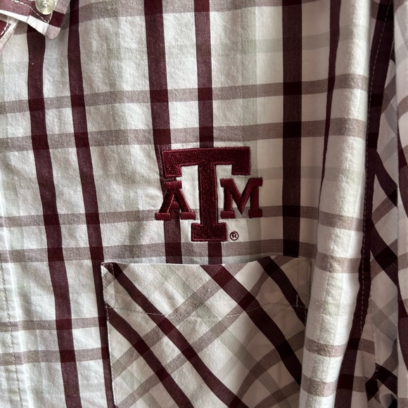 TEXAS A&M ANTIGUA MEN’S LONG SLEEVE SHIRT WITH EMBROIDERED TA&M ON LEFT CHEST - Picture 3 of 5